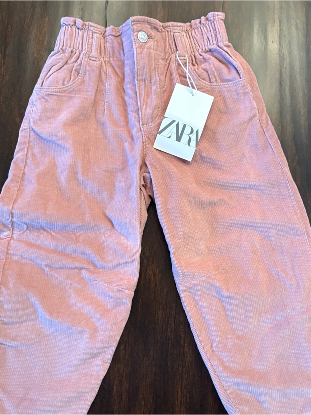 ZARA Pink Soft Corduroy Elastic-Waist Wide Leg Pants Size 5 Girls